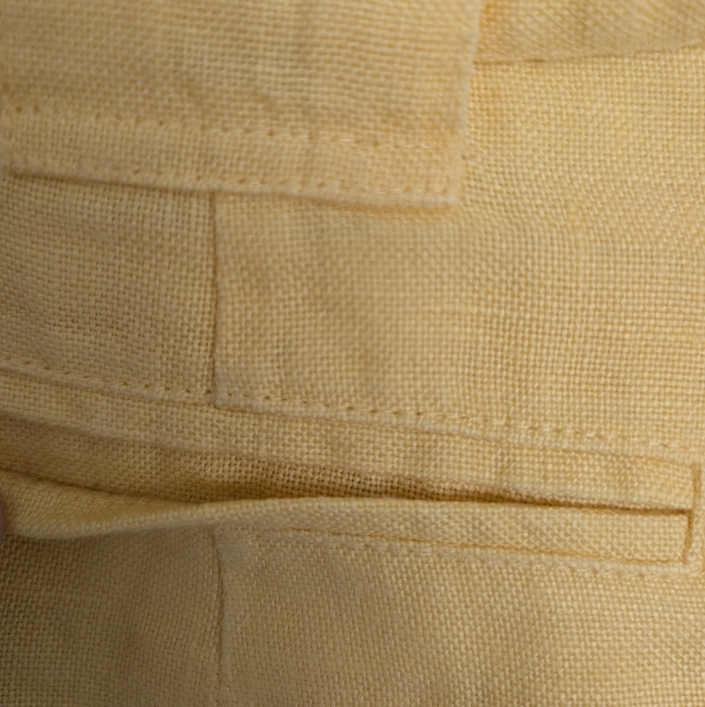 VTG Talbots Irish Linen Butter Yellow Minimalist Classic Crop Style Pants 14 - Picture 3 of 13